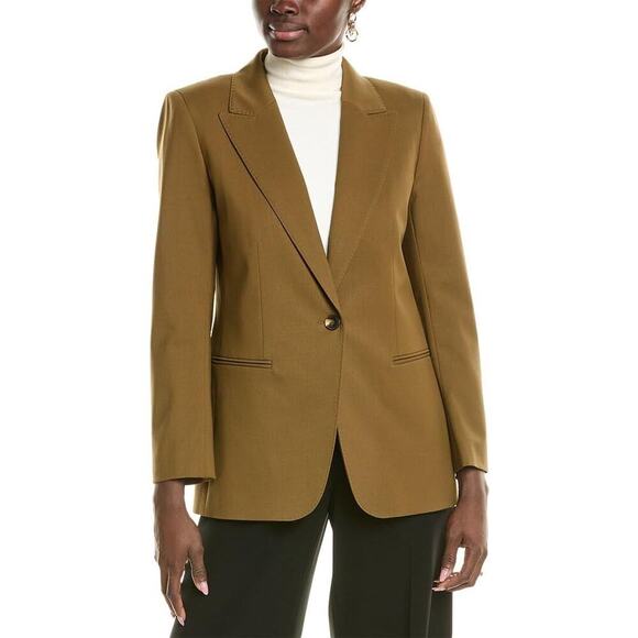 Lafayette 148 New York Whitney Wool Blend Blazer | Brown Green | SZ 4 - Picture 1 of 11